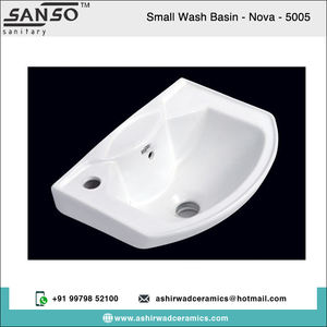 Lavabo de baño de mármol pequeño para colgar en la pared Rectangular de cerámica blanca 100%, ampliamente vendido para aplicaciones a granel - Product Image 2