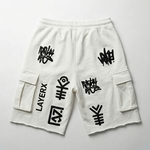 Custom Polyester/Nylon Cargo <b>Shorts</b> <b>Women</b> Puff Print Logo Streetwear Regular Fit Distressed Gym Casual High Waist Drawstring - Product Image 2