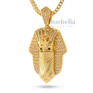 Lujo Iced Out Egyptian Bandana Faraón Colgante Collar Cubano Link Hip Hop Cadena para hombres Estilo rapero Diamante - Product Image 1