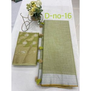 Saree-tela de lino de diseñador, tejido completo con hilo de Color bonito, ropa de fiesta informal, Saree tradicional - Product Image 5