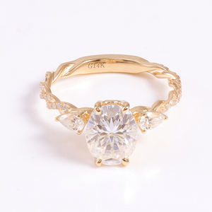 แหวนแต่งงานสีทองแท้เพชรโมอิส9K 14K 18K เครื่องประดับทองแท้แหวนเพชรโมอิสซาไนต์ทรงรี - Product Image 3