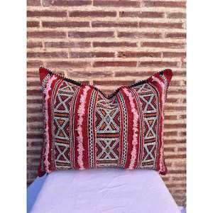 Funda de Almohada Marroquí Hecha a Mano, Funda de Cojín Tradicional Bereber, Cojín Decorativo Boho para Sofá, Almohada Decorativa de Algodón para el Hogar - Product Image 1