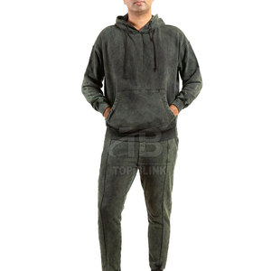 Survêtement décontracté pour hommes 2025, effet délavé, haute qualité, vêtements d'hiver pour adultes, 100 % coton, respirant, uni, léger - Product Image 1