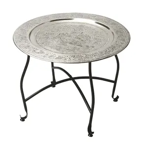 ถาดโลหะดีไซน์หรูหราสำหรับเสิร์ฟเครื่องดื่มของว่างและให้เป็นของขวัญในสไตล์พรีเมี่ยมที่หรูหราและทำจากอินเดียเสร็จแล้ว - Product Image 1