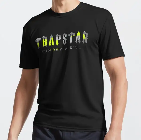 เสื้อยืดแฟชั่นผู้ชายสีดำ TRAPSTAR เสื้อยืดฮิปฮอปฤดูร้อน