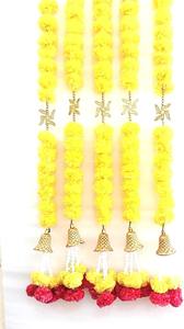 Guirnalda de caléndula amarilla con diseño de esvástica y colgante de flor de campana Genda para Toran para Diwali, Pooja, puerta, decoración festiva de pared - Product Image 4