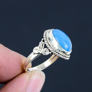 925 sello plata esterlina Spinner Calcedonia anillo de piedras preciosas lujoso anillo hecho a mano joyería 925 anillo de piedras preciosas de plata esterlina - Product Image 2