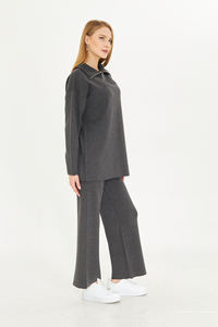 Conjunto de Dos Piezas de Punto para Mujer, Conjunto de Suéter Holgado de Cuello Alto y Pantalones de Alta Calidad, Tejido Suave - Product Image 3