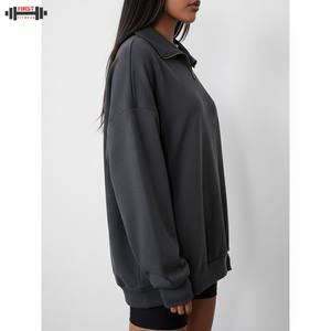 Sudadera Holgada de Manga Larga para Mujer, Mezcla de Poliéster/Algodón, Lisa, Cálida, Informal, Nueva Moda de Invierno - Product Image 6