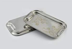 Bandeja para servir de acero inoxidable con acabado de gama alta con mango decorativo para Decoración Bodas hoteles - Product Image 2