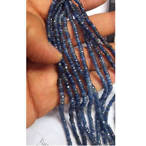 5 brins de saphir bleu naturel 4-5mm perles à facettes Rondelle 376 Ct Lot Iroc ventes 16 pouces de longueur collier de perles de pierres précieuses - Product Image 1