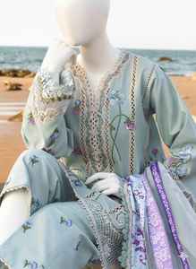Handcrafted Seafoam Blue Pakistani Embroidered Lawn Suit Elegant <b>Summer</b> <b>Dress</b> For Women Ready To Ship - Product Image 3