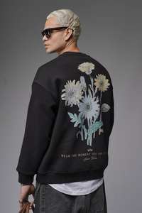 Sudadera con capucha de cuello redondo de gran tamaño para hombre, Jersey holgado, ropa de calle de manga larga, Top de satén antiarrugas con Forro cálido de invierno informal - Product Image 3