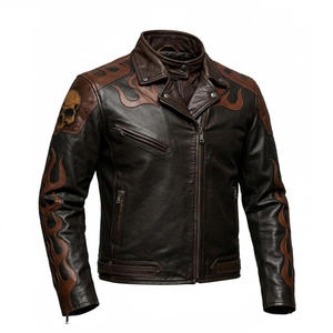 เสื้อแจ็กเก็ตหนังสำหรับผู้ชายเสื้อโค้ททรงสลิมฟิตเสื้อแจ็คเก็ตนักขี่จักรยาน - Product Image 5