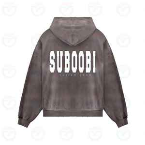 Custom ODM OEM DTG Printing Graphic logo <b>Jumper</b> <b>Hooded</b> Sweatshirt Acid Washed Heavy Cotton Oversized Embroidery Hoodie for Men - Product Image 2