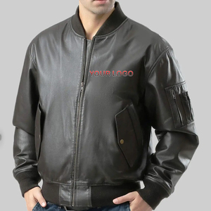 Veste Letterman pour homme en cuir véritable, poids lourd, respirant, chaude et de qualité supérieure, avec logo de broderie personnalisé, 100% - Product Image 4