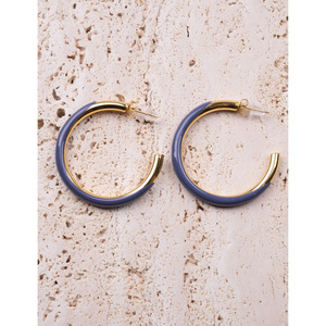 YXQ E430 crema colore acciaio inox + smalto moda orecchini a cerchio - Product Image 1