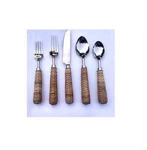 ชุดช้อนส้อมมีดด้ามหวายชุดรับประทานอาหารเครื่องใช้บนโต๊ะอาหารสำหรับบ้านและงานแต่งงาน - Product Image 4