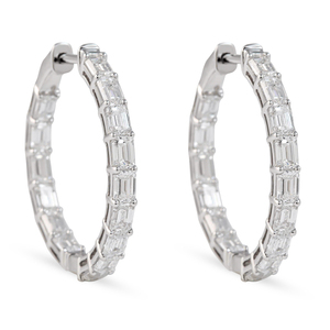 Pendientes de Aro con Diamantes de Laboratorio de Corte Esmeralda de 3.60 Quilates - Product Image 1