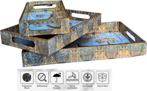 Juego de bandejas para servir de MDF de tamaño personalizado de gama alta Estilo de anidación de madera vintage de larga duración Reutilizable para alimentos POR HF CRAFTS - Product Image 4