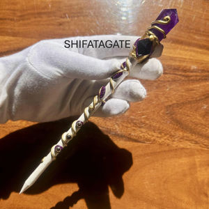 Varita mágica de cristal Natural de punto de piedra amatista de alta calidad para curación espiritual y trabajo energético estilo Feng Shui regalos de boda - Product Image 1