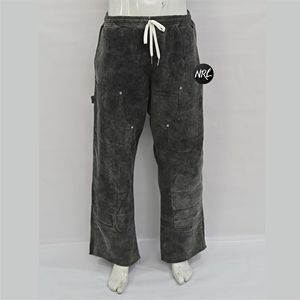 Pantalones de chándal de hombre con logotipo personalizado French Terry Acid Wash liso acampanado suelto recto lado ancho a rayas con cordón en la cintura - Product Image 5