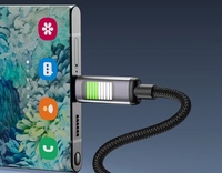 Câble de charge rapide USB 60W avec design de lampe torche, conducteur en cuivre pur, alliage d'aluminium, type-C pour téléphone portable et imprimante