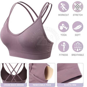 Nouveau design soutien-gorge de yoga et de fitness respirant à maintien élevé pour femme avec logo frontal en Spandex/Nylon personnalisable - Product Image 4
