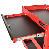 Chariot à outils en acier thermolaqué rouge à 3 niveaux avec armoire de rangement pour garage de mécanicien, OEM disponible