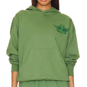 Sudadera con capucha de lona de invierno Vintage para mujer, jersey con hombros caídos y estampado HD, descuento al por mayor, sudaderas con capucha de Color sólido para mujer - Product Image 1