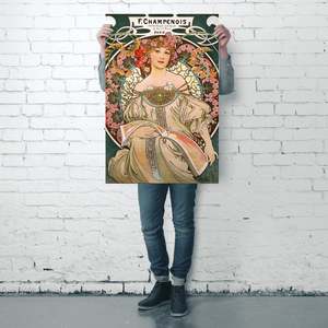 Póster de Retrato de F. Champenois de 1897, Estilo Jugendstil de Alfons Mucha, Diseño Art Deco, Material de Papel - Product Image 3