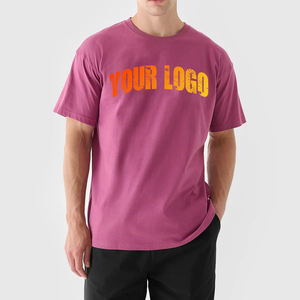 T-shirt grande taille épais 250g/m2 épais et rose surdimensionné col en O T-shirt 100% coton respirant pour homme à prix abordable - Product Image 4