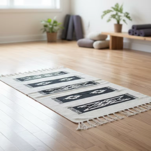 Wholesale Cotton Woven Plush Floral Modern Machine Washable Reversible Backing Multicolor <b>Rug</b> Home <b>Picnic</b> Travel Decor - Product Image 1