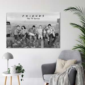Modern Style 'Friends' Poster Lunch on a Skyscraper <b>Wall</b> Art <b>Canvas</b> Material - Product Image 2
