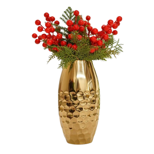 Vase à fleurs moderne en métal doré. L'art des vases en métal. Vases de luxe pour chaque espace. Vases en métal pour un intérieur contemporain - Product Image 1