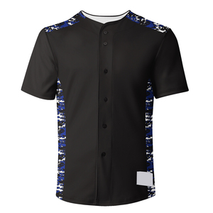 Camiseta de Béisbol Unisex Negra con Detalles en Camuflaje Azul, Absorbe la Humedad, Manga Corta, Corte Regular, Ropa Deportiva para Adultos, 100% Algodón - Product Image 5