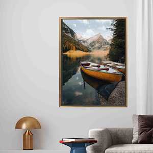 ภาพพิมพ์บนผ้าใบลายวิวธรรมชาติแบบมินิมอลที่น่าทึ่ง พร้อมกรอบสีทอง - Product Image 1