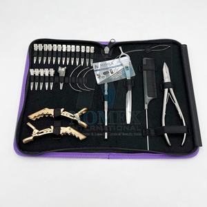 Kit d'outils d'extension de cheveux professionnels pince d'extension de forme plate en acier inoxydable pinces à cheveux pinces crocodiles rasoir de coupe de cheveux - Product Image 1