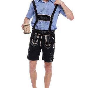 Short pour homme bavarois de haute qualité en cuir marron avec motif brodé pour la danse du festival allemand Oktoberfest - Product Image 3