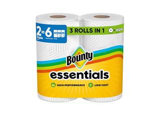 Bounty Essentials Select-A-Size Paper <b>Towels</b>, <b>White</b>, 2 Triple Rolls = 6 Regular Rolls - Product Image 1