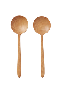 Ensemble de couverts en bois naturel brun, écologique, lavable au lave-vaisselle, fabriqué à la main, cuillère à salade, fourchette - Product Image 5