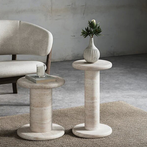 Table à manger et table basse en pierre naturelle travertin, style minimaliste moderne, pour l'intérieur de la maison - Product Image 2