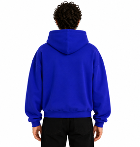 Sweat-shirt pour homme 100% fabriqué en Italie, ODM, toucher doux, coton poly, design à poche surdimensionnée, vêtement d'hiver, couleur bleu royal - Product Image 2