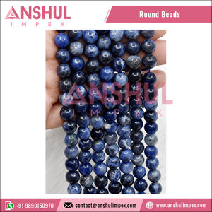 หินโซดาไลต์ธรรมชาติเคลือบเงา,ลูกปัดเส้นเดี่ยวกลมขนาด4มม. คุณภาพสูงเกรด AAA - Product Image 4