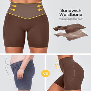 Hot Sale High Waist Pocket Compression Ladies Outdoor Training Sports Running Wear <b>Yoga</b> <b>Shorts</b> for <b>Women</b> with Good Price - Product Image 3