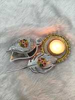 Tilak Dibbi en argent allemand plaqué avec bâton, boîte cadeau, support en métal durable pour Roli Tikka, pour les essentiels de la Puja, les faveurs de mariage et de Diwali