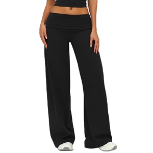 High Stretch Wide Leg Workout Yoga Pants for Women's Wholesale Yoga Pants Women's Solid Color Straight Leg Yoga Pants - Product Image 3