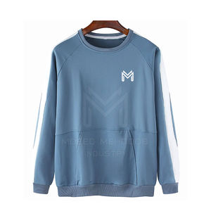 Jersey de algodón para hombre, sudadera de talla grande con cuello redondo, teñido liso para la venta de invierno - Product Image 1