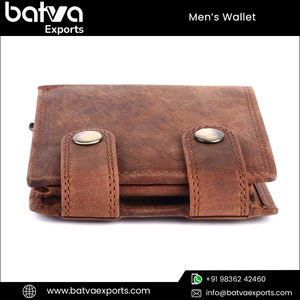 Elegant Vintage Genuine Leather Men's <b>Wallet</b> Fold Closure Big Capacity RFID Blocking Cotton Custom Logo Design for Short Travel - Product Image 5