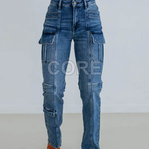 Meilleures ventes Jeans cargo multi-poches pour femmes Pantalons jeans cargo multi-poches confortables pour femmes - Product Image 1